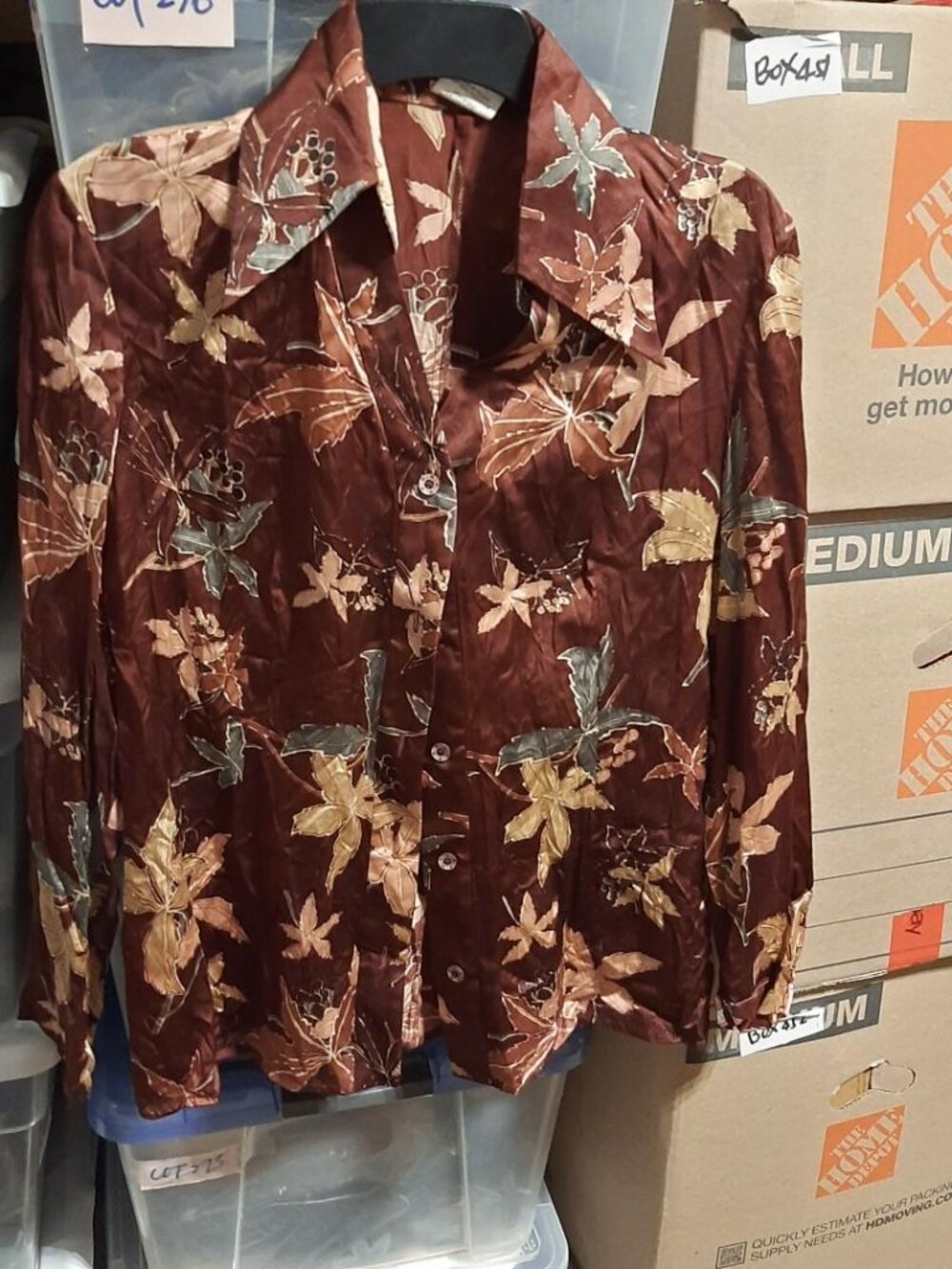 Vintage Harve Benard Women Blouse 100% Silk/Seda Burgundy Floral Size 6 P
